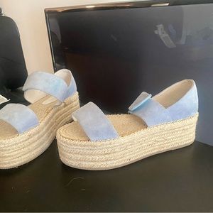 Jeffrey Campbell | Leather Strap Flatform Espadrilles in Baby Blue, size 10